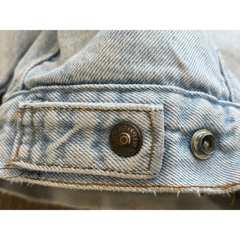 Vintage Levis Sherpa denim trucker Jacket Mens XL Made USA Distressed - Picture 5 of 10